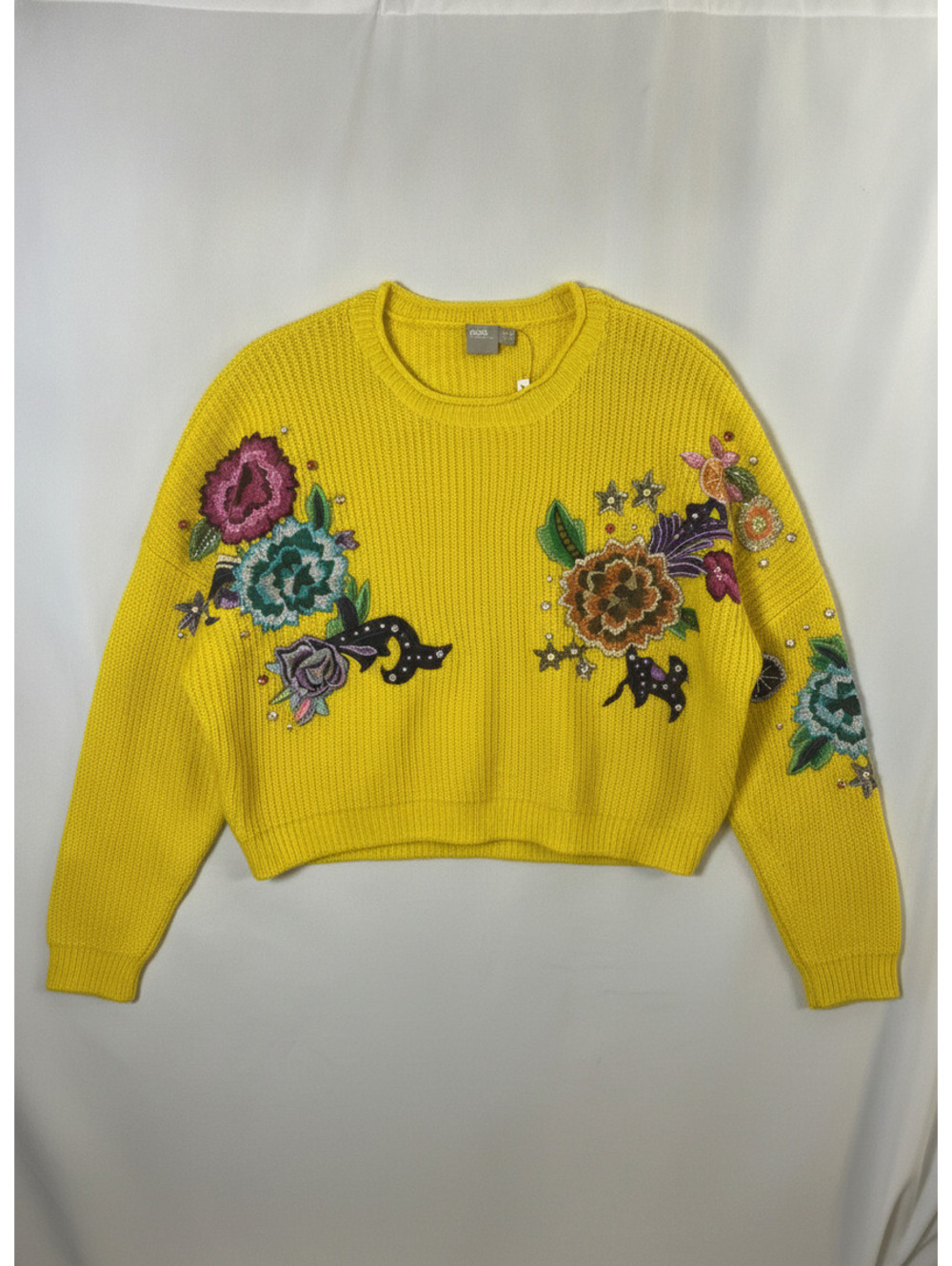 ASOS Yellow Floral Embroidered Knit Sweater